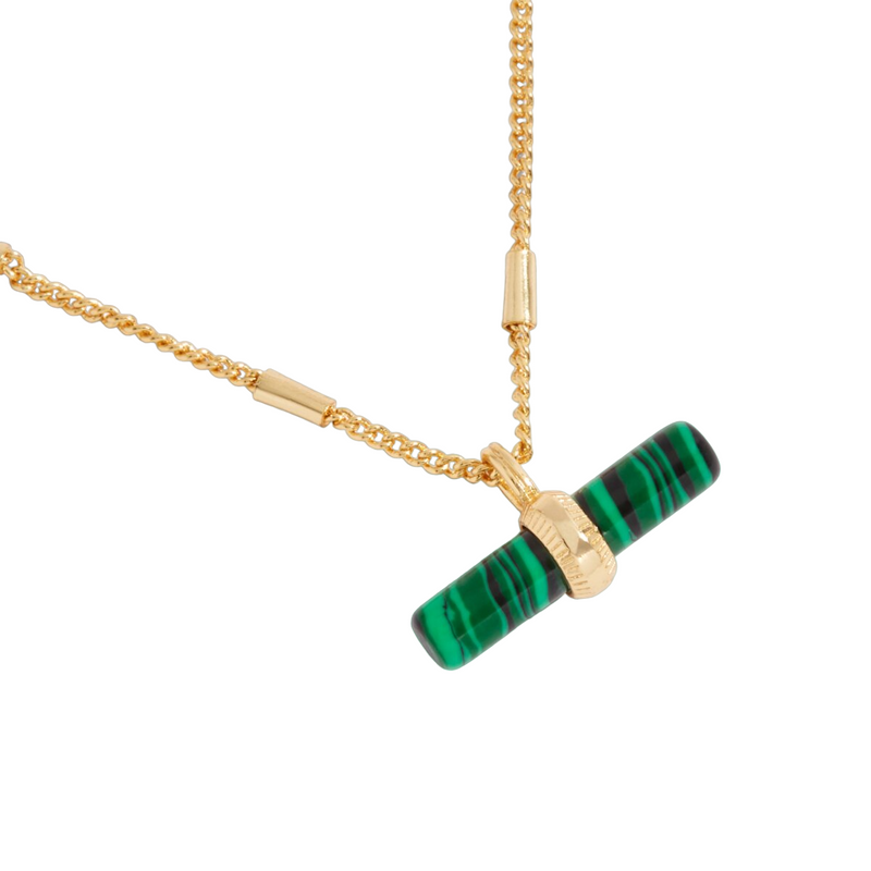 Aura Malachite Bar Necklace | Gold Plated