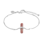 Aura Rhodochrosite Bar Bracelet | Silver Plated