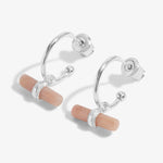 Aura Rhodochrosite Bar Hoop Earrings | Silver Plated