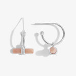 Aura Rhodochrosite Bar Hoop Earrings | Silver Plated