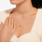 Aura Rhodochrosite Bar Necklace | Silver Plated