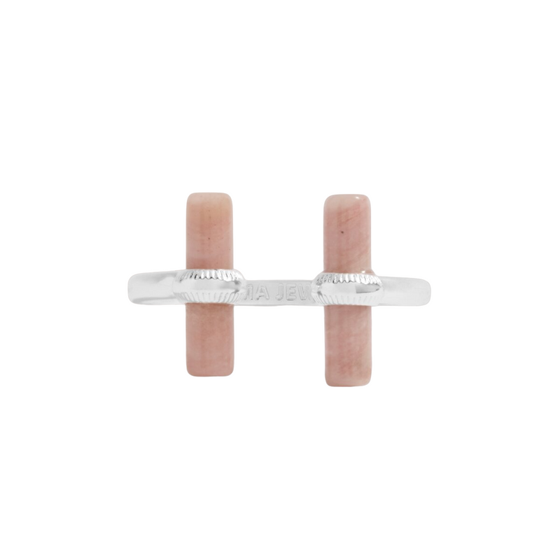 Aura Rhodochrosite Bar Ring | Silver Plated