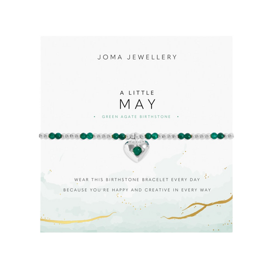 Birthstone A Little 'May' Green Agate Bracelet | Silver Plated