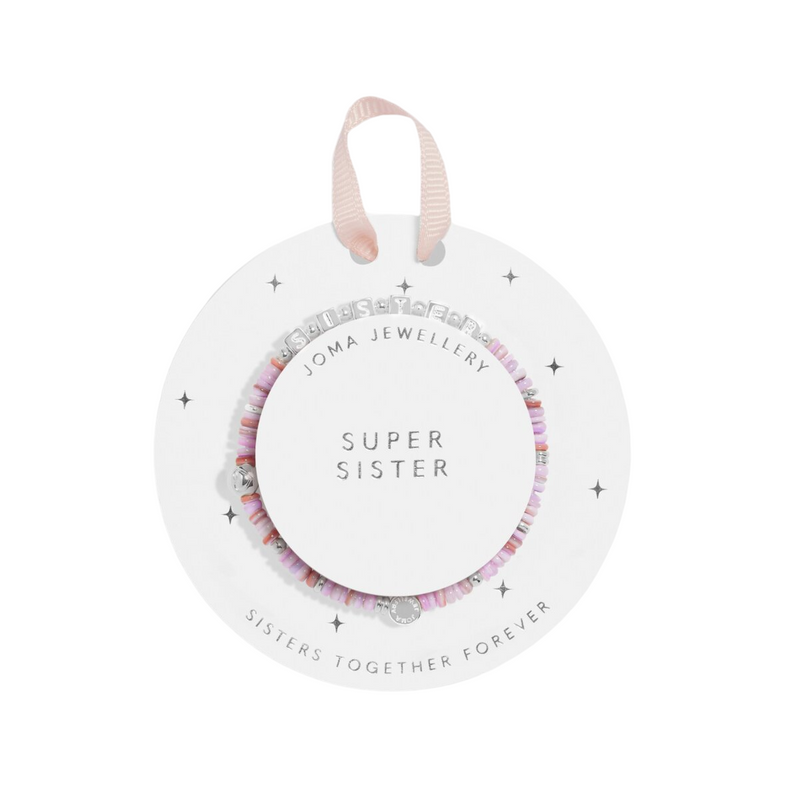 Children's Happy Little Moments 'Super Sister' Bracelet | Silver Plated