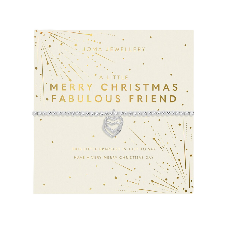 Christmas A Little 'Merry Christmas Fabulous Friend' Bracelet | Silver Plated