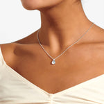 Gem Glow CZ Teardrop Necklace | Silver Plated