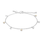 Halo Pearl CZ & Pearl Charm Bracelet | Silver Plated