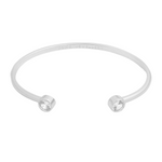 Halo Pearl CZ Bangle | Silver Plated