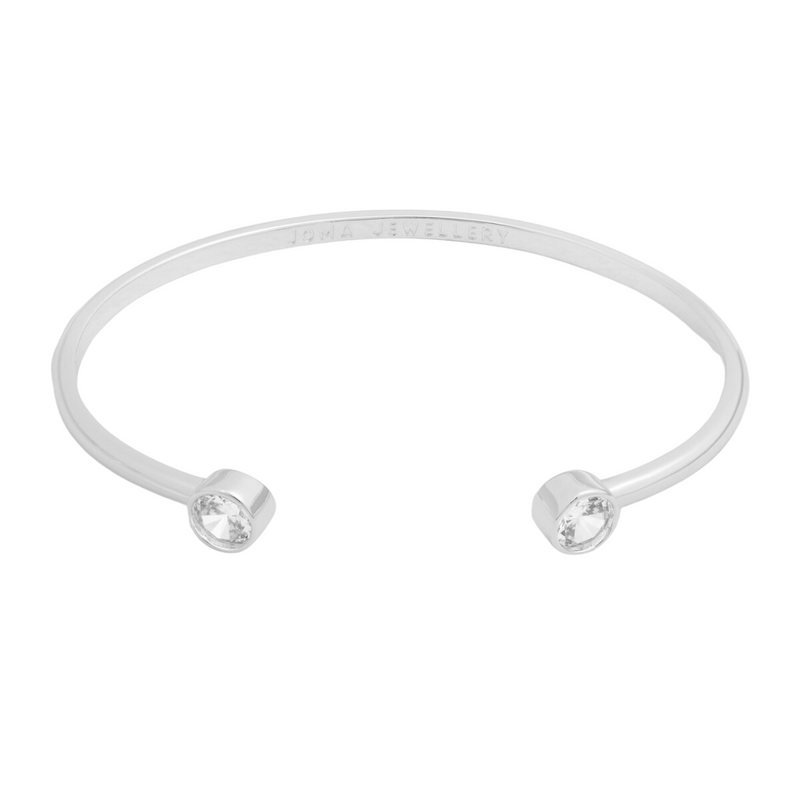 Halo Pearl CZ Bangle | Silver Plated