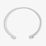 Halo Pearl CZ Bangle | Silver Plated