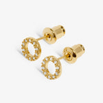 Mini Charms Pavé Circle Earrings | Gold Plated