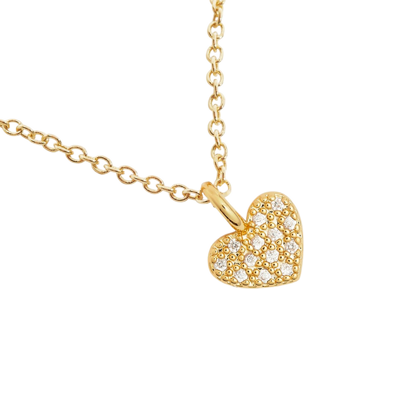 Mini Charms Pavé Heart Necklace | Gold Plated