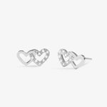 Mini Charms Pavé Linked Hearts Earrings | Silver Plated