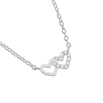 Mini Charms Pavé Linked Hearts Necklace | Silver Plated