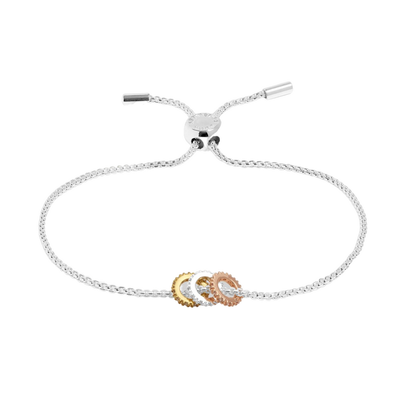 Mini Charms Three Tone Pavé Bracelet | Silver, Gold & Rose Gold Plated