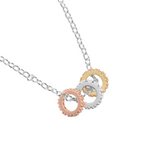 Mini Charms Three Tone Pavé Necklace | Silver, Gold & Rose Gold Plated