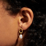 Solaria Baroque Pearl Loop Hoop Earrings | Gold Plated