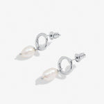 Solaria Baroque Pearl Loop Hoop Earrings | Silver Plated