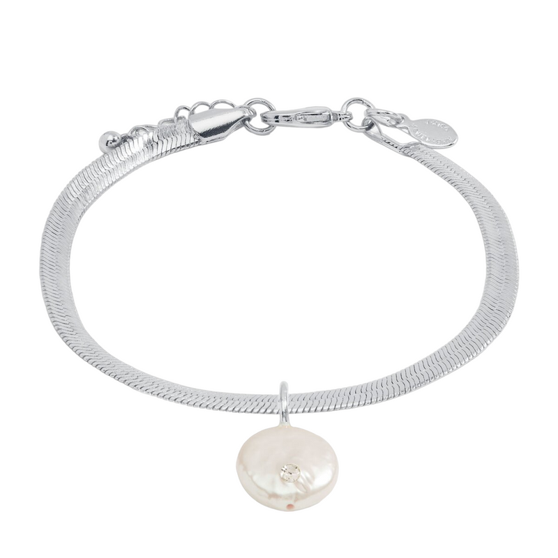 Solaria Coin Pearl Bracelet | Silver Plated