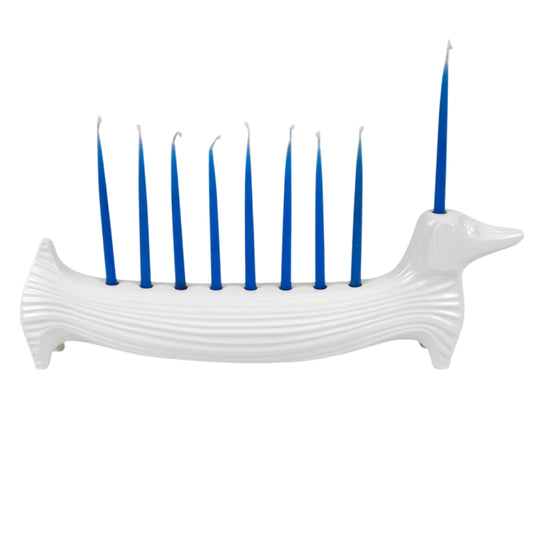 Dachshund Menorah | White | 38cm