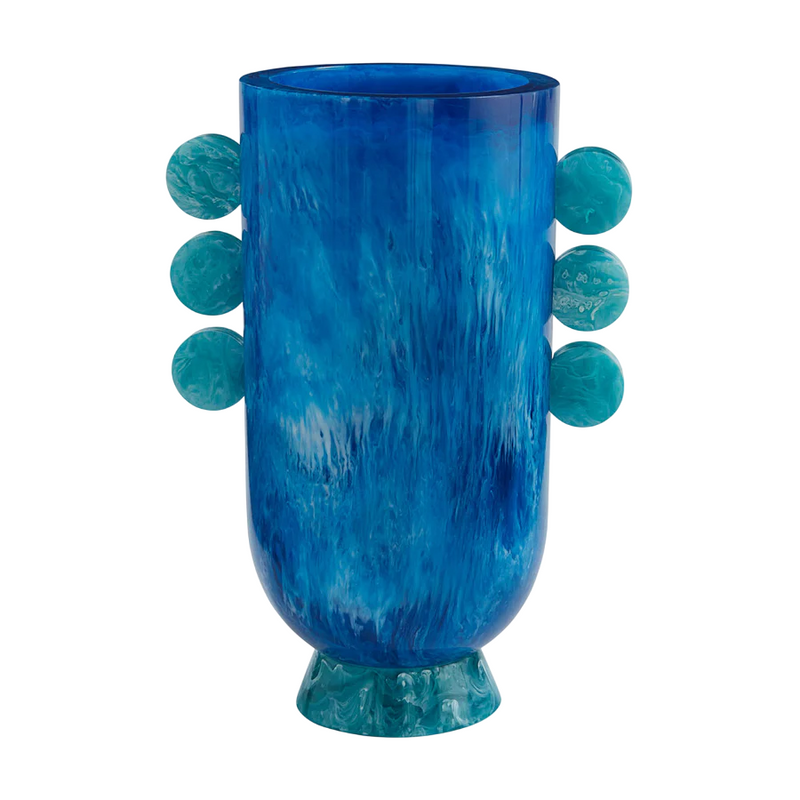 Mustique Disc Urn Vase | Blue | 26cm