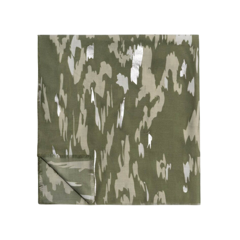Animal Print Foil Scarf | Olive