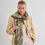 Animal Print Foil Scarf | Olive