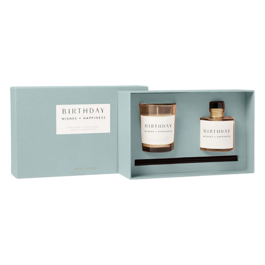 'Birthday' Mini Votive & Reed Diffuser Gift Set | Peach Rose & Sweet Mandarin