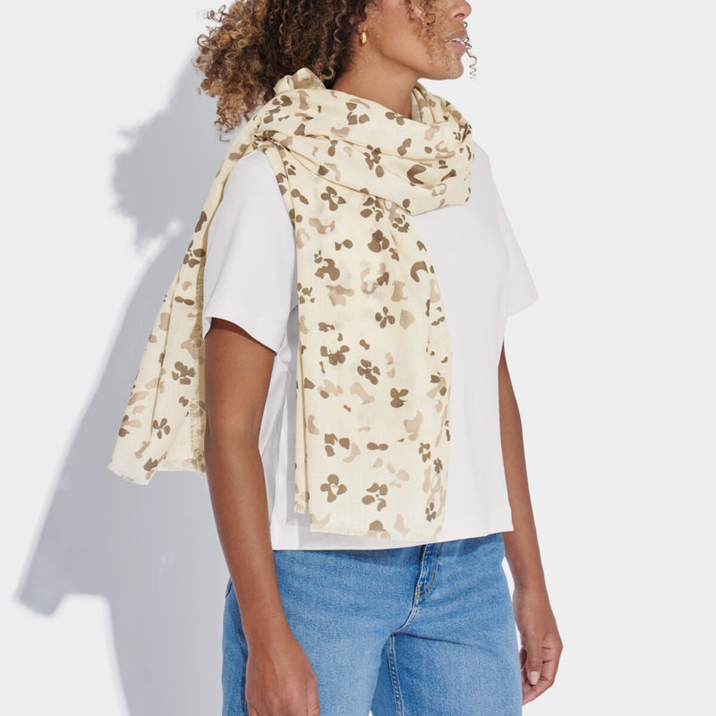 Blossom Print Scarf | Soft Tan & Mink