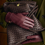 Boxed Woven Vegan Leather Gloves | Cherry