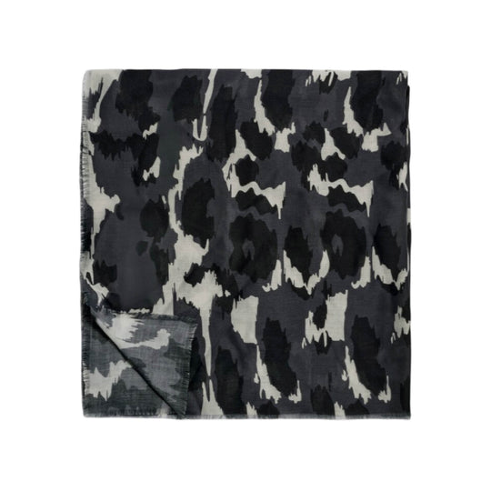 Brush Stroke Leopard Print Scarf | Grey
