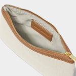 Capri Canvas Pouch | Tan & Off White