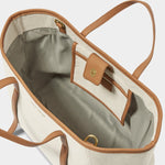 Capri Canvas Tote Bag | Tan & Off White