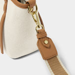 Capri Canvas Tote Bag | Tan & Off White | Mini