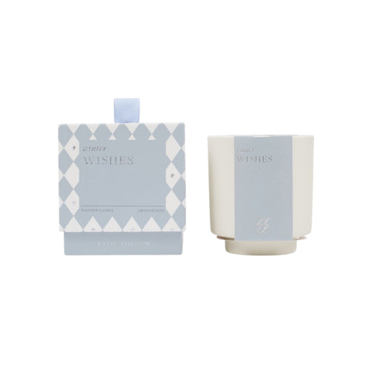 Ceramic Sentiment Candle | Winter Wishes | Frosted Pine & Cedarwood