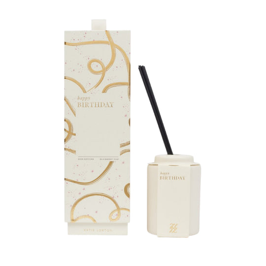 Ceramic Sentiment Reed Diffuser | Happy Birthday | Blackberry Noir