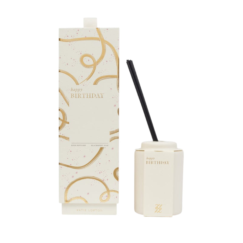 Ceramic Sentiment Reed Diffuser | Happy Birthday | Blackberry Noir