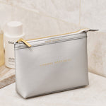 'Choose Happiness' Sentiment Makeup Bag | Silver