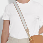 Detachable Stripe Canvas Bag Strap | Light Taupe