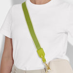 Detachable Stripe Canvas Bag Strap | Lime Green