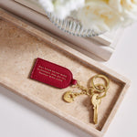 'Do All Things With Love' Keepsake Charm Keyring | Garnet Red