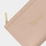 'Friendship, Laughter, Happiness' Makeup Bag Set | Nude Pink