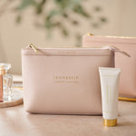 'Friendship, Laughter, Happiness' Makeup Bag Set | Nude Pink