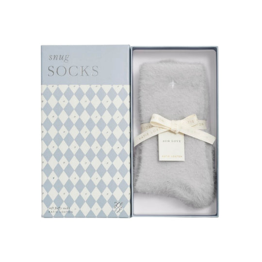 Gift Boxed Fluffy Star Socks | Pale Grey