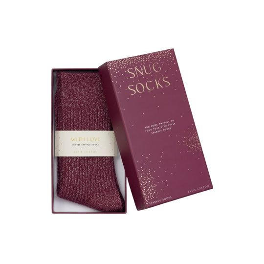 Gift Boxed Snug Sparkle Socks | Cherry Red