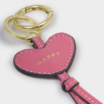 'Happy' Heart Bag Charm & Keyring | Sugar Pink