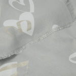 Heart Foil Print Scarf | Pale Grey, White & Silver