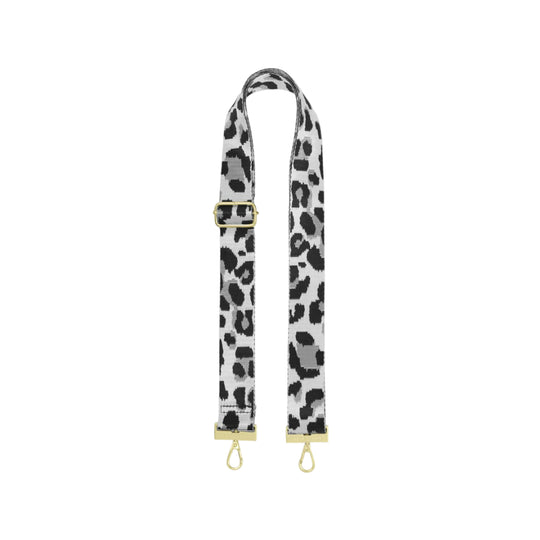 Leopard Print Canvas Bag Strap | Grey/Black