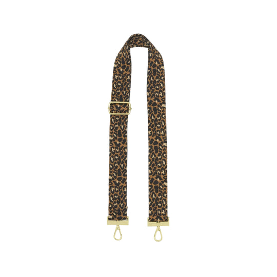 Leopard Print Canvas Bag Strap | Taupe/Camel