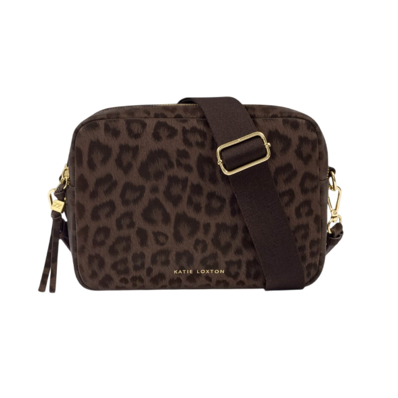 Lottie Leopard Print Crossbody Bag | Chocolate | Large